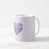 Mooi lavendel witte strepen Hart   Koffiemok (Voorkant rechts)