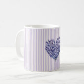 Mooi lavendel witte strepen Hart   Koffiemok (Voorkant links)