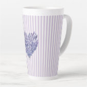 Mooi lavendel witte strepen Hart   Latte Mok (Rechterhoek)