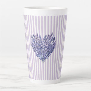 Mooi lavendel witte strepen Hart   Latte Mok