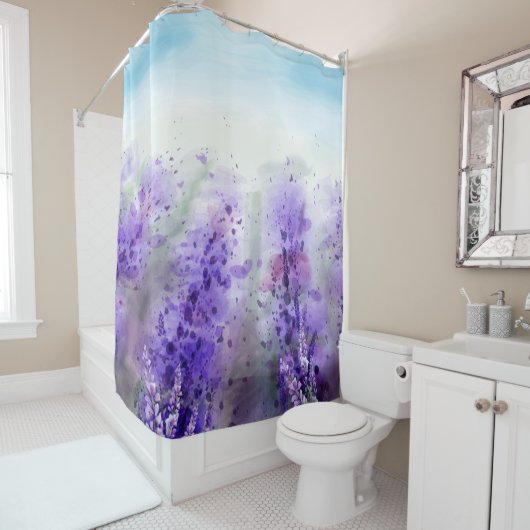 Mooi lavendeveld douchegordijn (In situ)