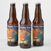 Mooi Leeuw Hoofd Portret Regal en Trots Bier Etiket (Flessen)