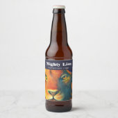 Mooi Leeuw Hoofd Portret Regal en Trots Bier Etiket (Voorkant)