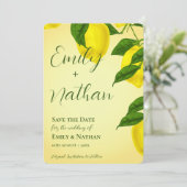 Mooi Lemon Cute Bright Yellow Citrus Wedding Save The Date (Staand voorkant)