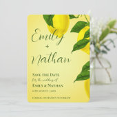 Mooi Lemon Cute Bright Yellow Citrus Wedding Save The Date (Staand voorkant)