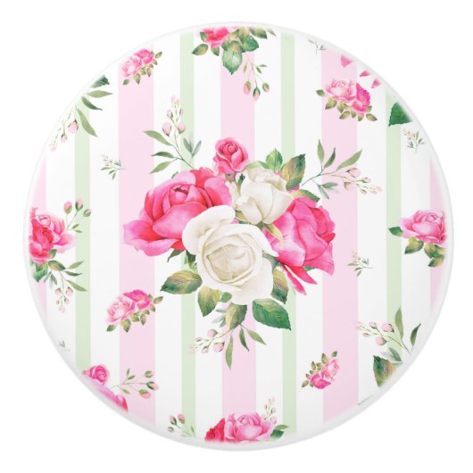 mooi, lente, shabby chic, roze rozen, chic, f keramische knop (Voorkant)