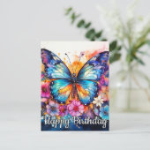 Mooi Lentevlinder & Bloemencollage Feestdagenkaart (Staand voorkant)