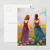 Mooi Lesbisch Paar in Gebied van Bloemen Briefkaart (Voorkant / Achterkant)