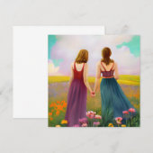 Mooi Lesbisch Paar in Gebied van Bloemen Notitiekaartje (Voorkant / Achterkant)