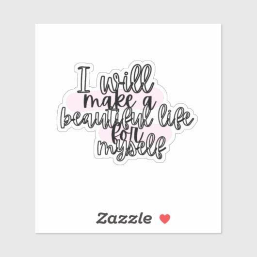 Mooi leven Positief Quote Roze & Zwart Sticker (Vel)