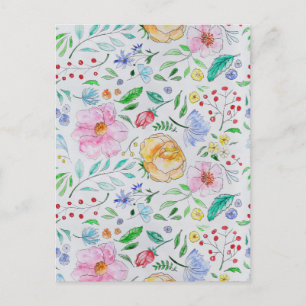 Mooi licht waterverf bloemen en knoppen patroon briefkaart