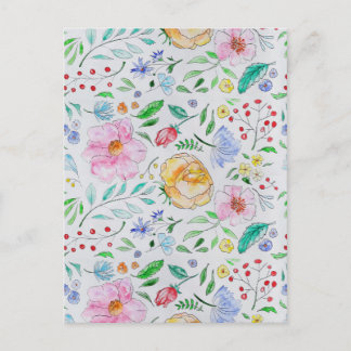 Mooi licht waterverf bloemen en knoppen patroon briefkaart