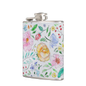 Mooi licht waterverf bloemen en knoppen patroon heupfles (Links)