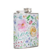 Mooi licht waterverf bloemen en knoppen patroon heupfles (Rechts)