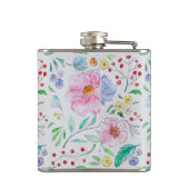 Mooi licht waterverf bloemen en knoppen patroon heupfles (Achterkant)