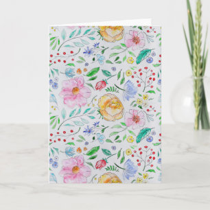 Mooi licht waterverf bloemen en knoppen patroon kaart