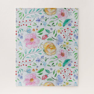 Mooi licht waterverf bloemen en knoppen patroon legpuzzel