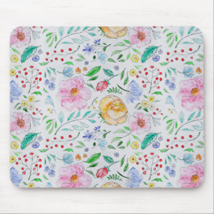 Mooi licht waterverf bloemen en knoppen patroon muismat