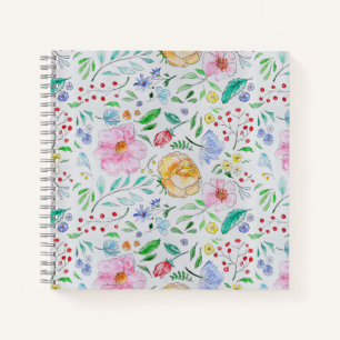 Mooi licht waterverf bloemen en knoppen patroon notitieboek