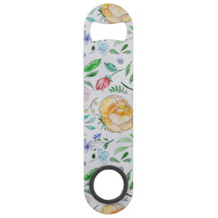 Mooi licht waterverf bloemen en knoppen patroon speed flessenopener