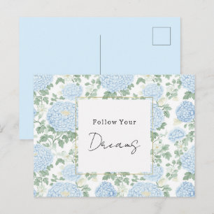 Mooi Lichtblauwe Witte Bloemen Dromen Briefkaart