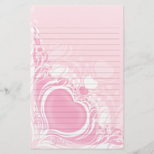 mooi lichtroze hart wervelend huwelijkslijnpapier briefpapier