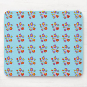 Mooi lieveheersbeestje en bloemen lichtblauw patro muismat