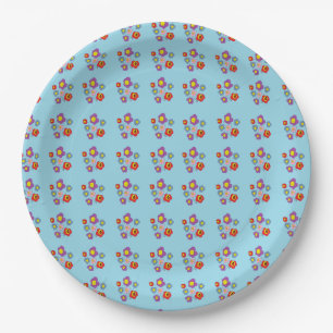 Mooi Lieveheersbeestje en Bloemen Lichtblauw Patro Papieren Bordje