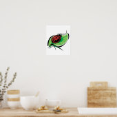 mooi lieveheersbeestje op blad poster (Keuken)