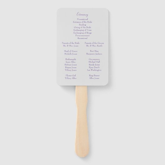 Mooi Lila Waterverf Bloem Trouwprogramma Handwaaier (Achterkant)