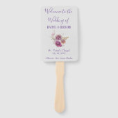 Mooi Lila Waterverf Bloem Trouwprogramma Handwaaier (Voorkant)