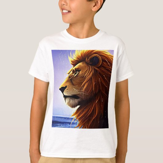 Mooi Lion-portret op Zee, persoonlijk Kind T-shirt (Voorkant)