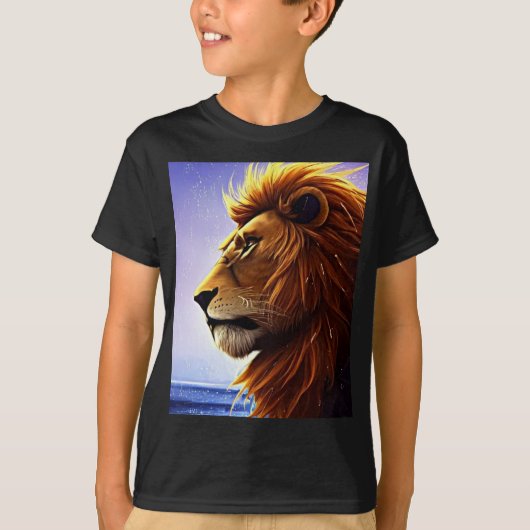 Mooi Lion-portret op Zee, persoonlijk Kind T-shirt (Voorkant)