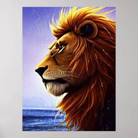 Mooi Lion-portret op Zee, persoonlijk Poster (Voorkant)