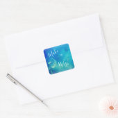 Mooi Maak een Wish Lucky Paardenbloem Blauwe Stick Vierkante Sticker (Envelop)