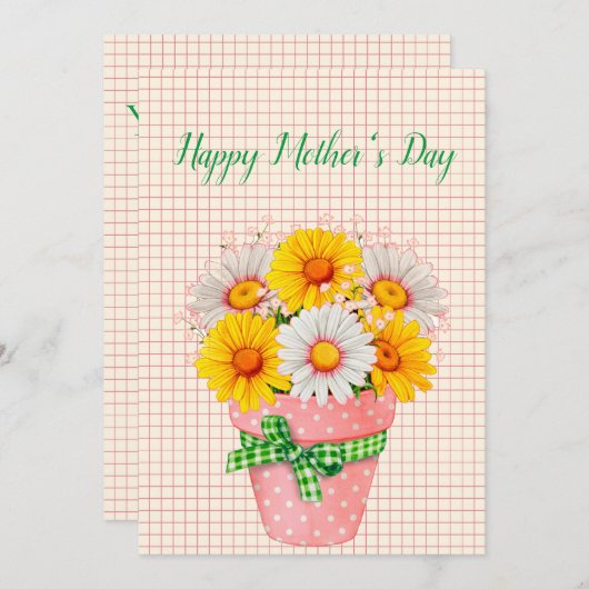 Mooi Madelief Pot Bloemen Moederdag Kaart (Voorkant / Achterkant)