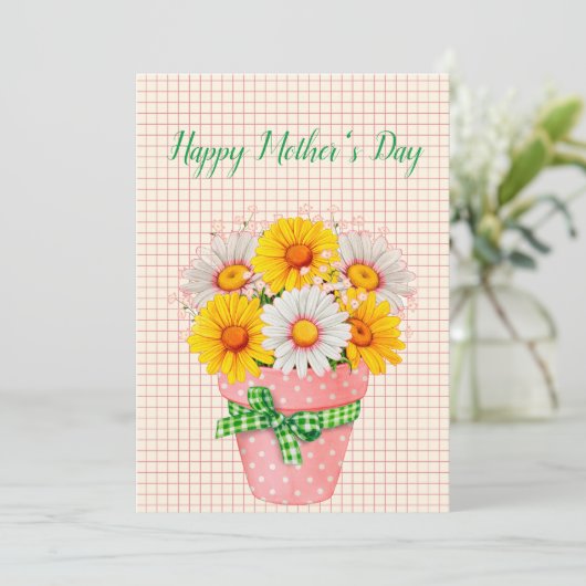 Mooi Madelief Pot Bloemen Moederdag Kaart (Staand voorkant)