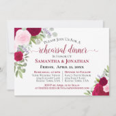 Mooi Magenta Roze Rozen Trouw Rehearsal Dinner Kaart (Voorkant)