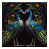 Mooi majestueus pauwenpaar kussen foto afdruk (Voorkant)