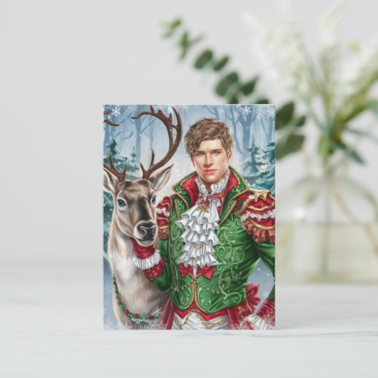 Mooi man en een rendier briefkaart (Staand voorkant)
