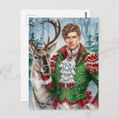 Mooi man en een rendier briefkaart (Voorkant / Achterkant)