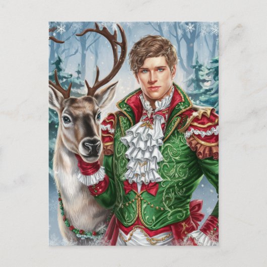 Mooi man en een rendier briefkaart (Voorkant)