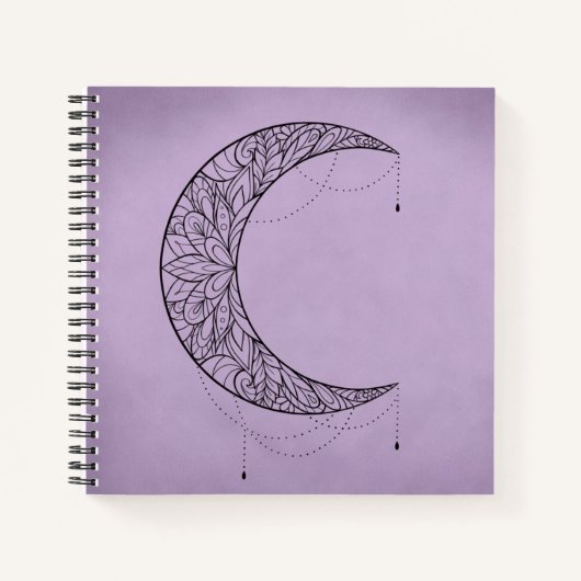 Mooi Mandala Crescent Moon Design Patroon Notitieboek (Voorkant)