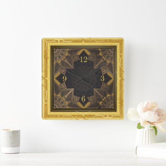 Mooi mandala goud vierkante klok (Huis)