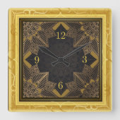 Mooi mandala goud vierkante klok (Voorkant)