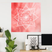 Mooi Mandala op roze achtergrond Poster (Thuiskantoor)
