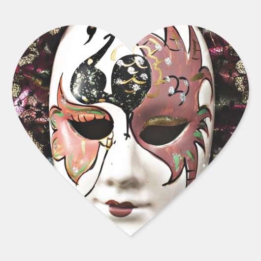 Mooi mannelijk carnavalmasker hart sticker (Voorkant)