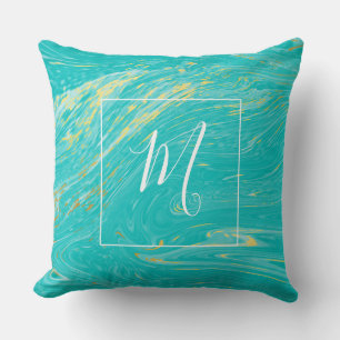 Mooi marmer Gold Blue Elegant monogram Kussen
