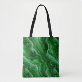 Mooi marmeren patroon in smaragdgroen tote bag