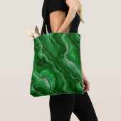 Mooi marmeren patroon in smaragdgroen tote bag (Dichtbij)